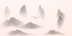 Chinese style ink and wash painting of mountain template set (21)