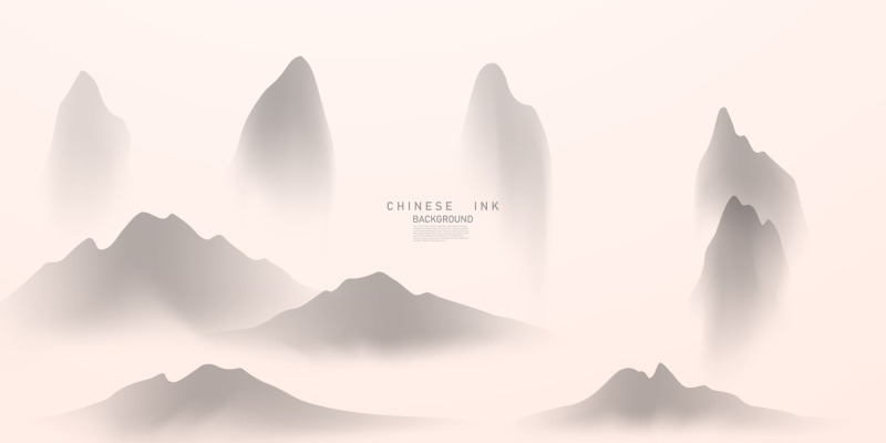 Chinese style ink and wash painting of mountain template set (21)
