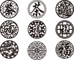 Chinese style hollow out screen template set (6)