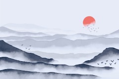 Chinese style ink and wash painting of mountain template set (26)