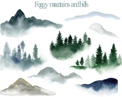 Chinese style ink and wash painting of mountain template set (12)