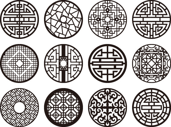 Chinese style hollow out screen template set (7)