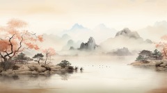 Chinese style ink and wash painting of mountain template set (25)