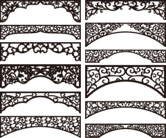 Chinese style hollow out screen template set (4)