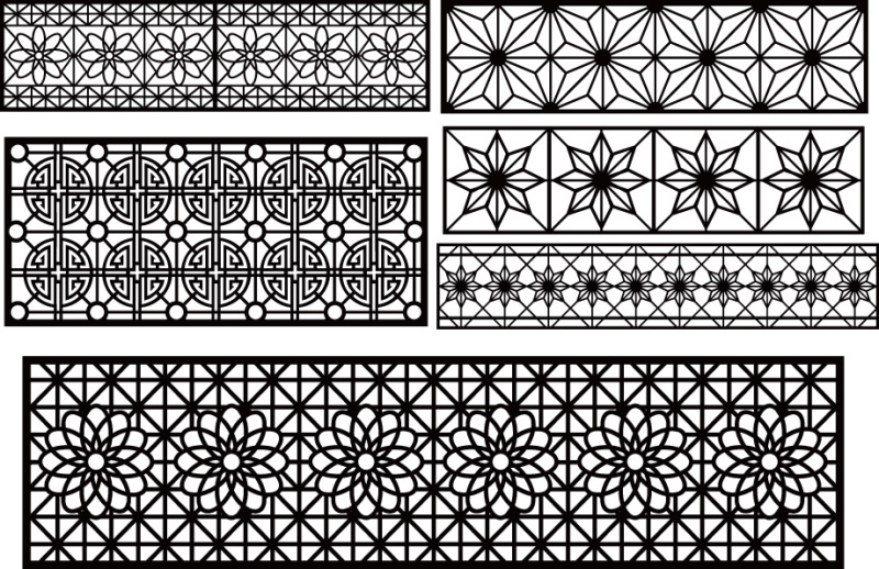 Chinese style hollow out screen template set (3)