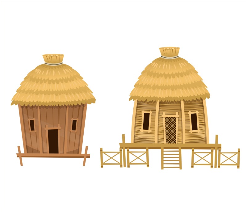Thai traditional thatched cottage architecture template pattern (21)