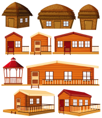 Thai traditional thatched cottage architecture template pattern (15)