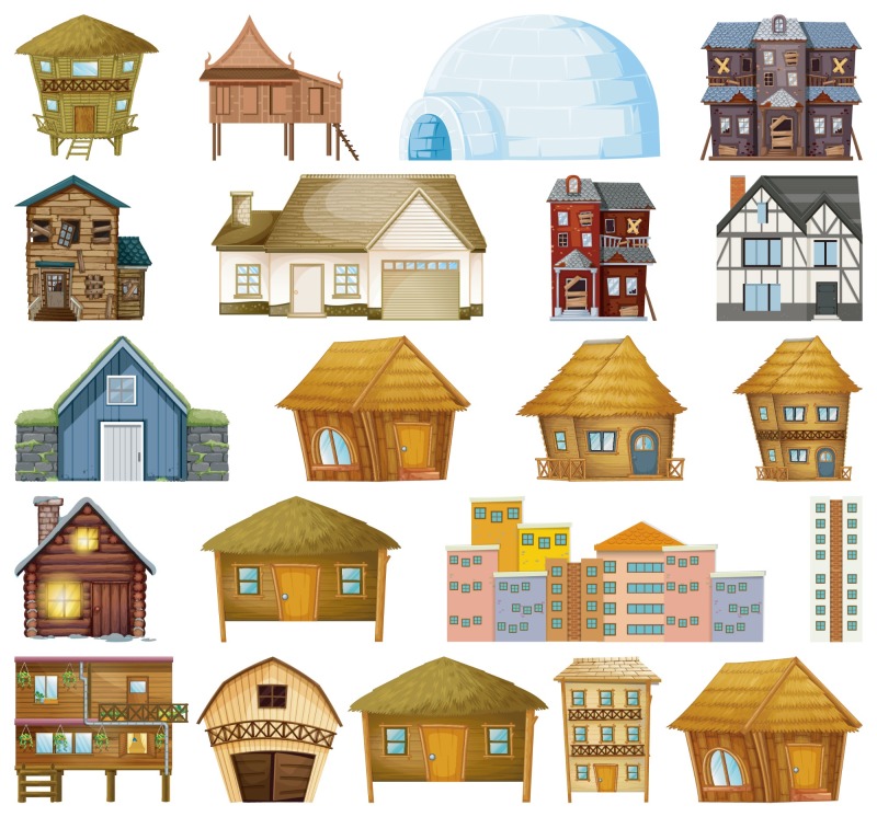Thai traditional thatched cottage architecture template pattern (6)