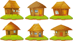 Thai traditional thatched cottage architecture template pattern (7)