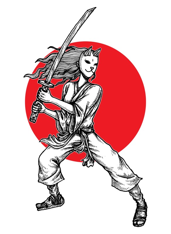 Japanese comic style samurai pattern (27)