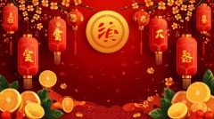 Chinese New Year red background lantern element pattern template (16)