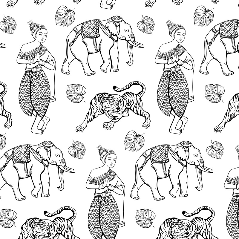 Thai style decorative wallpaper background pattern  (10)