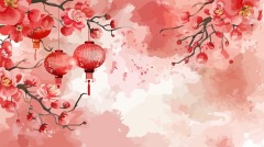 Chinese New Year red background lantern element pattern template (13)