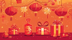 Chinese New Year red background lantern element pattern template (18)