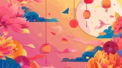 Chinese New Year red background lantern element pattern template (21)