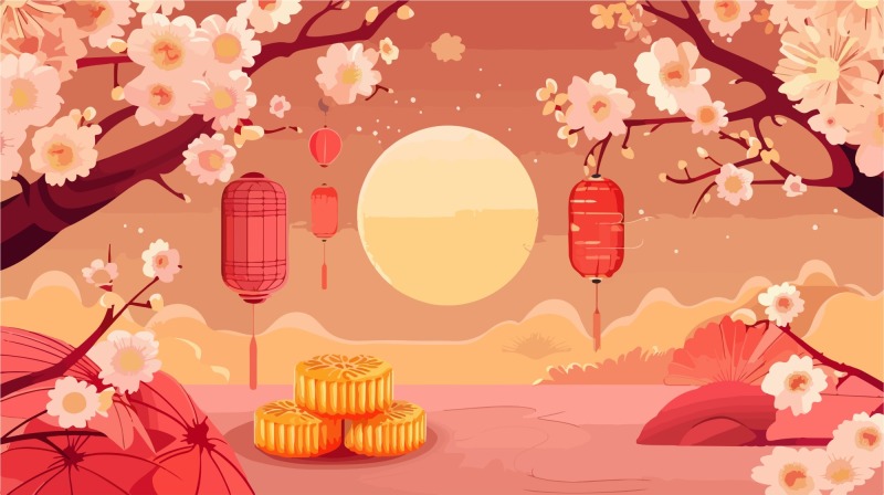 Chinese New Year red background lantern element pattern template (12)