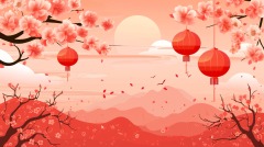 Chinese New Year red background lantern element pattern template (20)