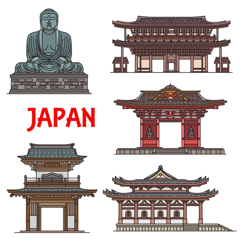 Japanese traditional style architecture element icon set (40)