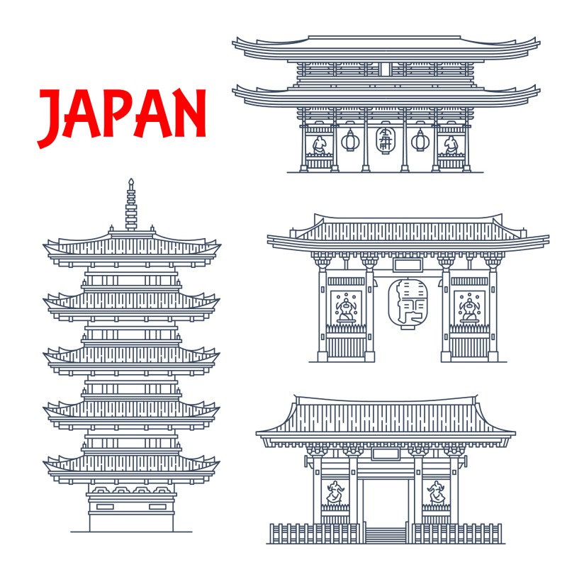 Japanese traditional style architecture element icon set (27)