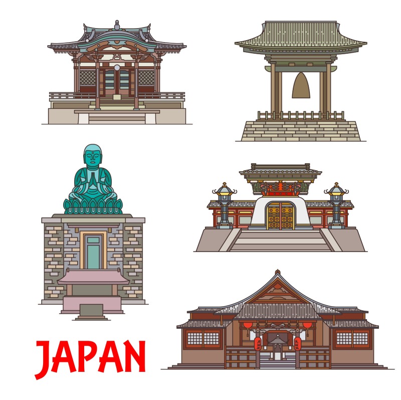Japanese traditional style architecture element icon set (20)