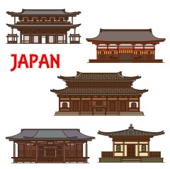 Japanese traditional style architecture element icon set (36)