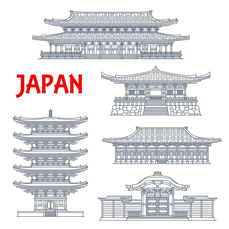 Japanese traditional style architecture element icon set (33)