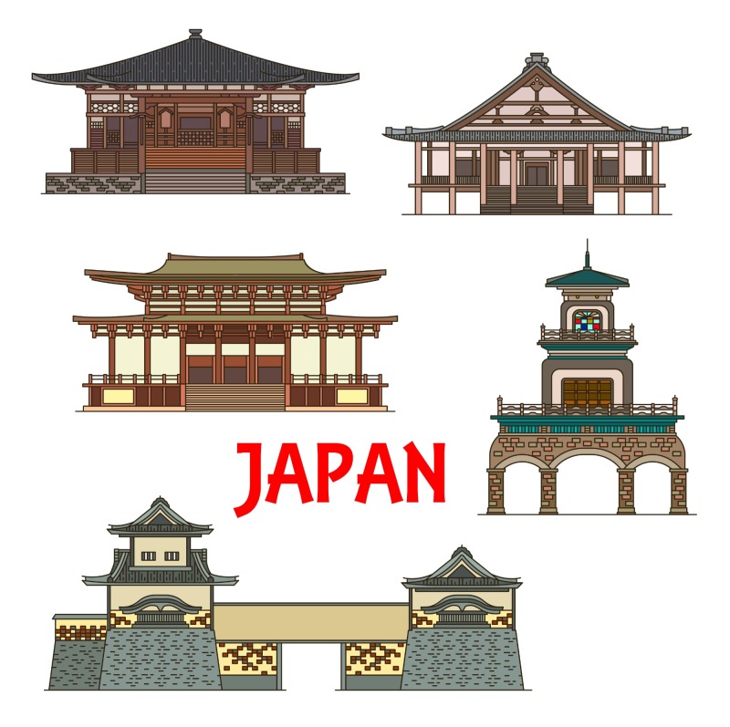Japanese traditional style architecture element icon set (14)