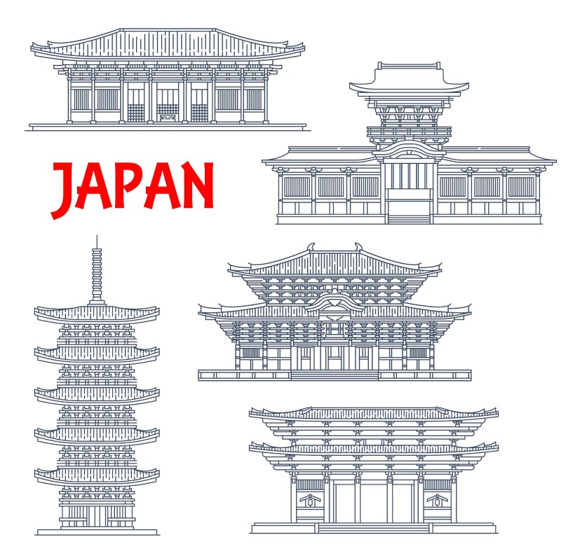 Japanese traditional style architecture element icon set (37)