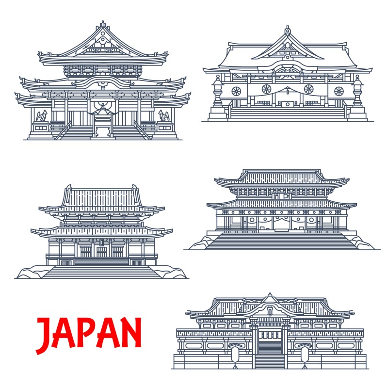 Japanese traditional style architecture element icon set (29)