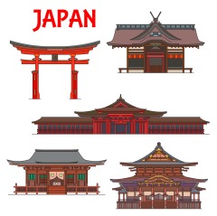 Japanese traditional style architecture element icon set (6)