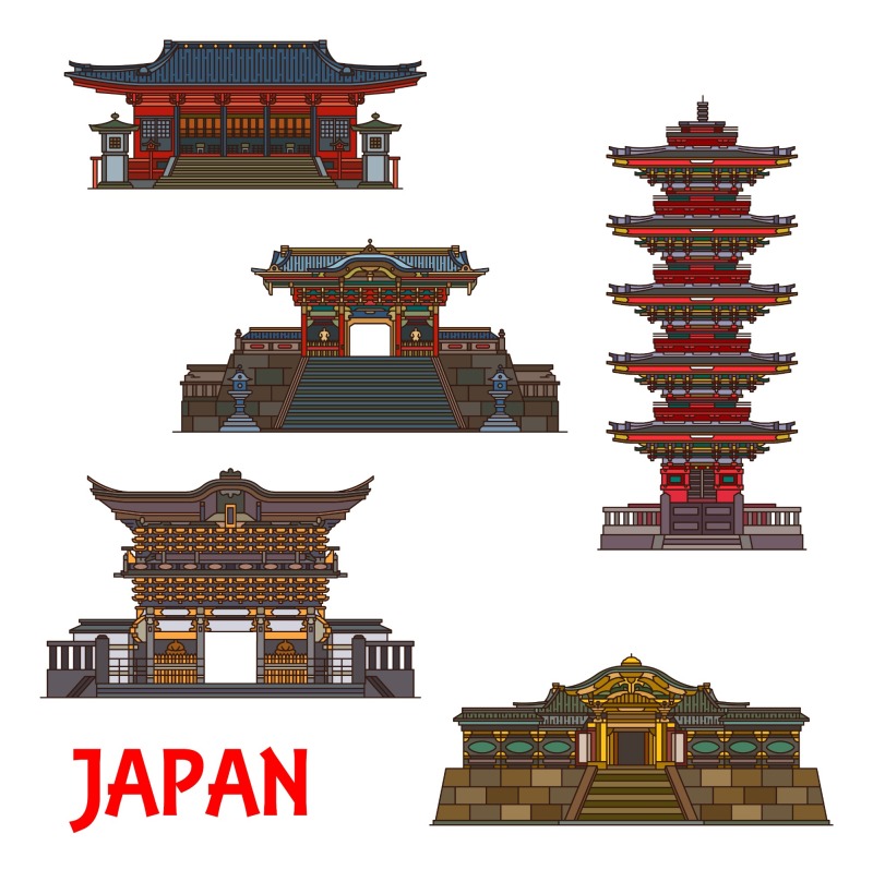 Japanese traditional style architecture element icon set (44)