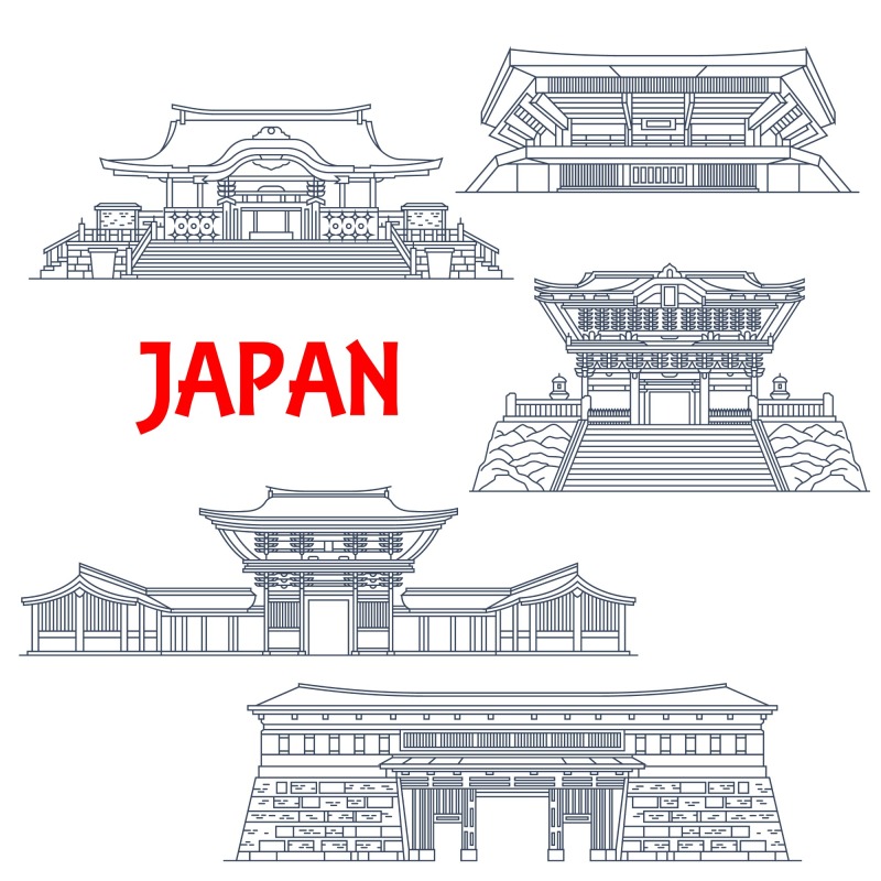 Japanese traditional style architecture element icon set (41)