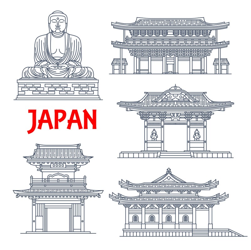 Japanese traditional style architecture element icon set (39)