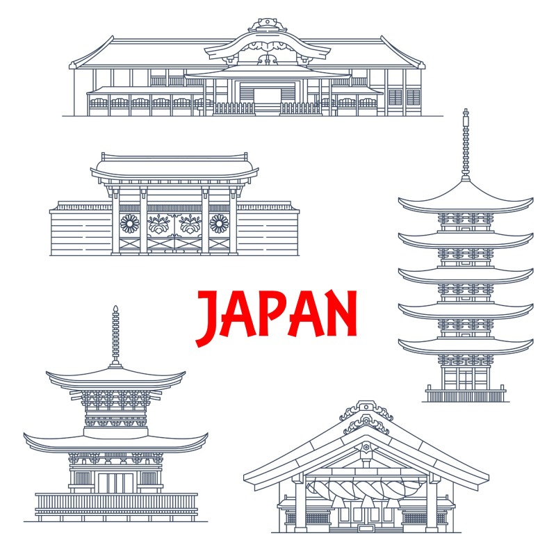 Japanese traditional style architecture element icon set (7)