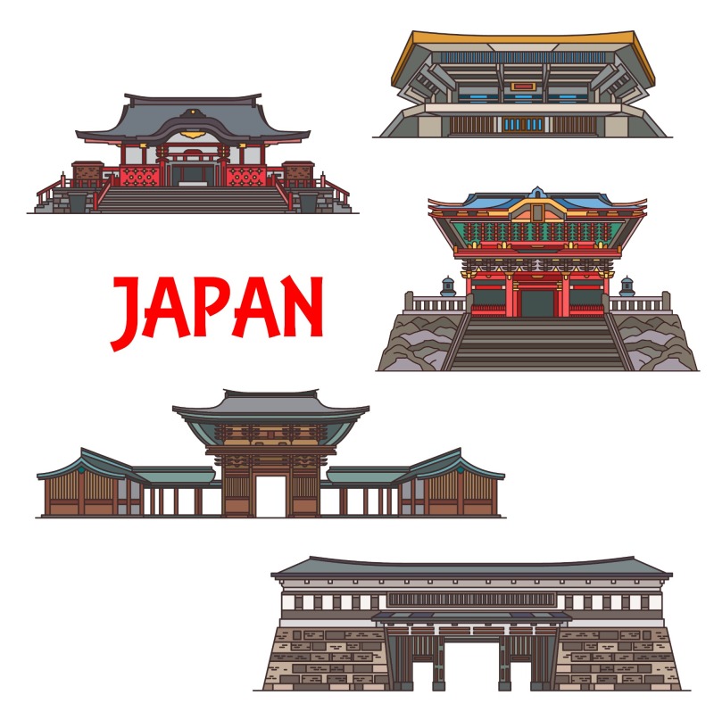 Japanese traditional style architecture element icon set (42)