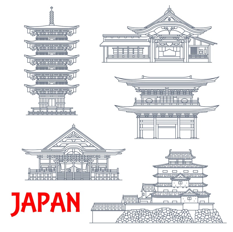 Japanese traditional style architecture element icon set (17)