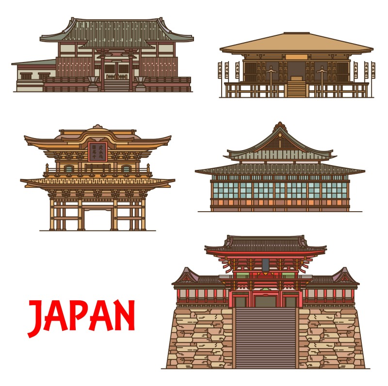 Japanese traditional style architecture element icon set (24)