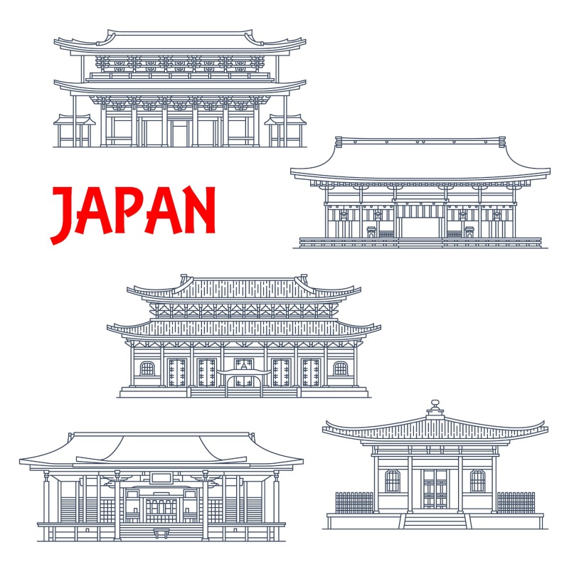 Japanese traditional style architecture element icon set (35)