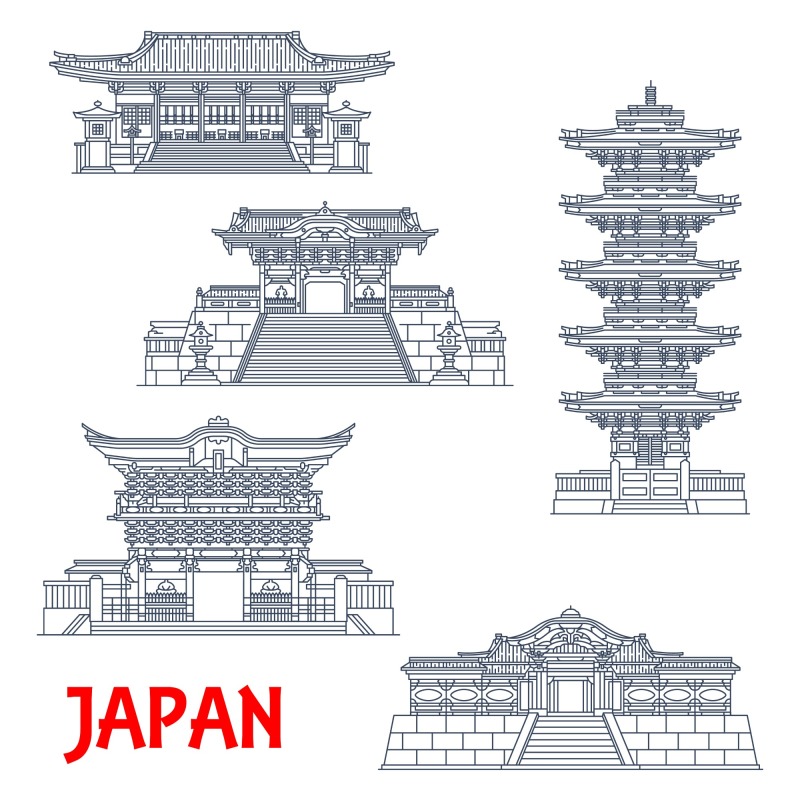 Japanese traditional style architecture element icon set (43)