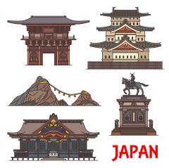 Japanese traditional style architecture element icon set (26)