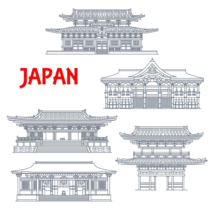 Japanese traditional style architecture element icon set (21)