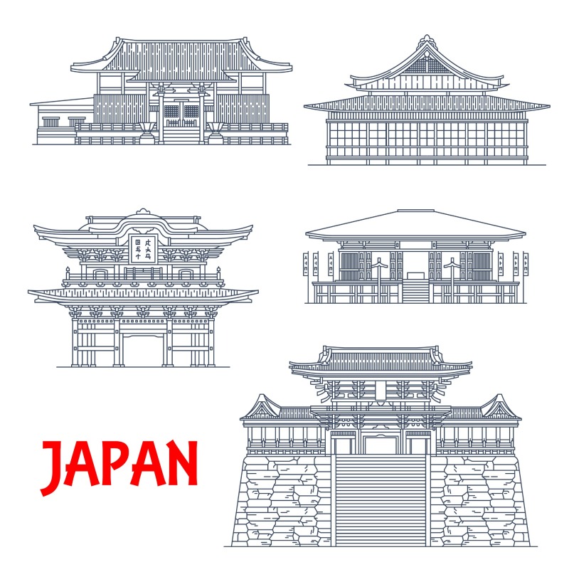 Japanese traditional style architecture element icon set (23)
