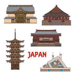Japanese traditional style architecture element icon set (12)