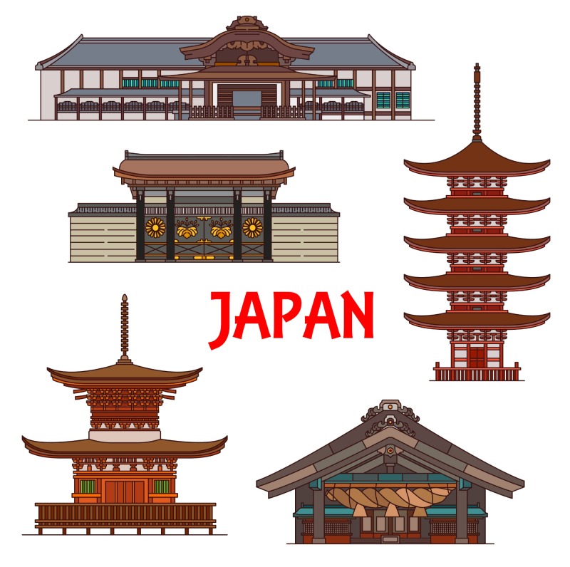 Japanese traditional style architecture element icon set (8)