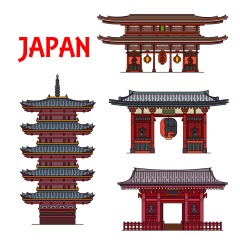 Japanese traditional style architecture element icon set (28)