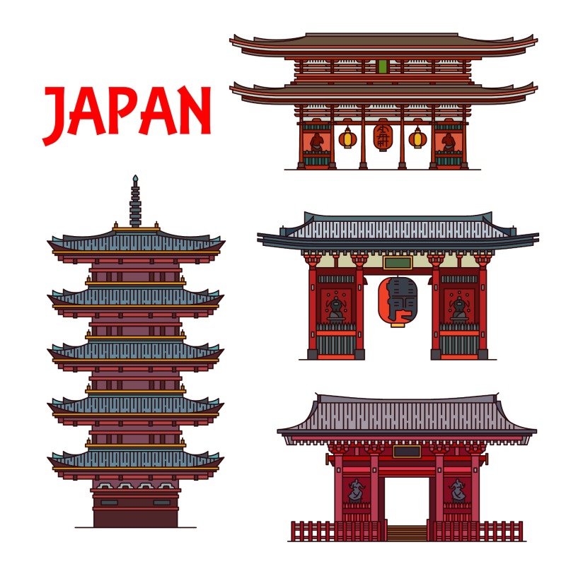 Japanese traditional style architecture element icon set (28)
