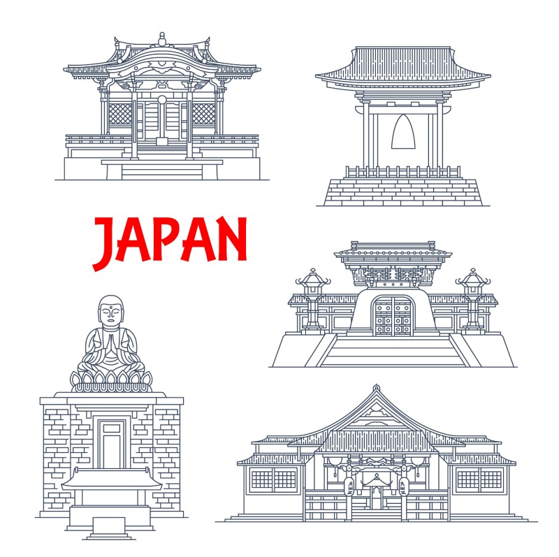Japanese traditional style architecture element icon set (19)