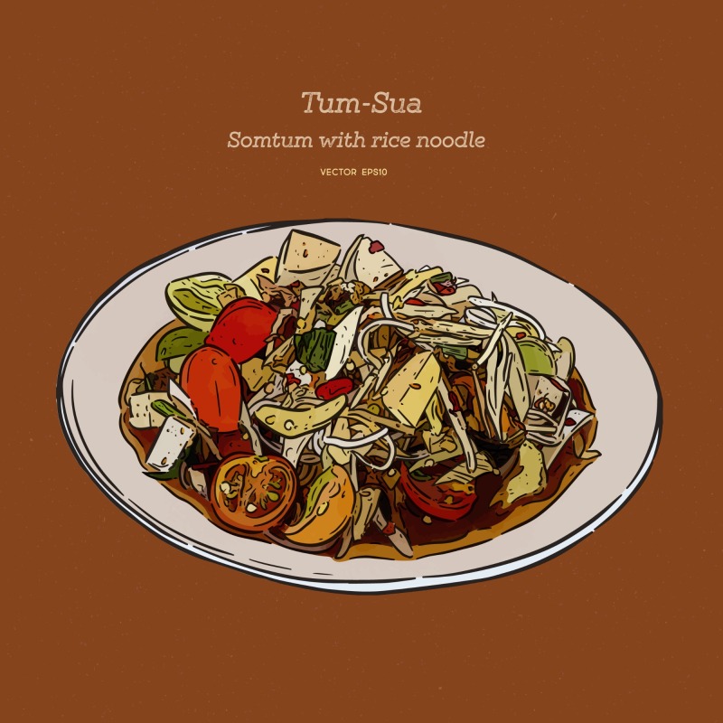 Classic Thai style food pattern set (15)