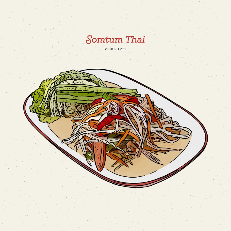 Classic Thai style food pattern set (33)