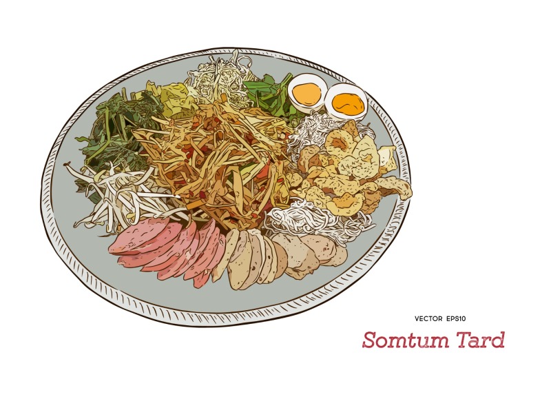 Classic Thai style food pattern set (5)